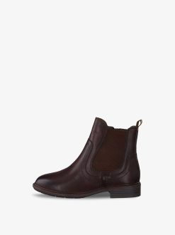 Tamaris Bottine Chelsea En Cuir - Marron | Bottines