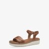 Tamaris Sandale A Talon En Cuir - Marron | Des Sandales