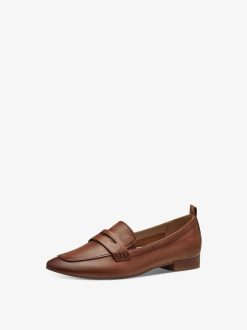 Tamaris Babouche En Cuir - Marron | Chaussures Basses Et Pantoufles