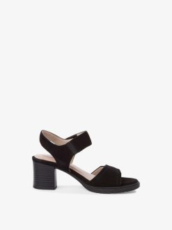 Tamaris Sandale A Talon En Cuir - Noir | Des Sandales