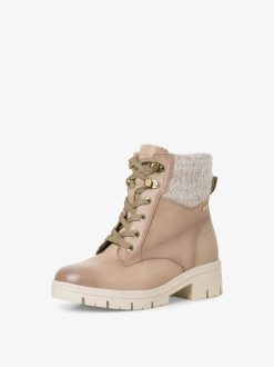 Tamaris Bottine En Cuir - Beige | Bottines