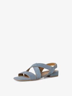 Tamaris Sandale En Cuir - Bleu | Des Sandales