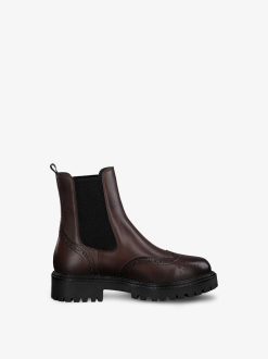 Tamaris Bottine Chelsea En Cuir - Marron | Bottines