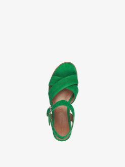 Tamaris Sandale A Talon En Cuir - Vert | Des Sandales