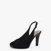 Tamaris Peeptoe En Cuir - Noir | Pompes