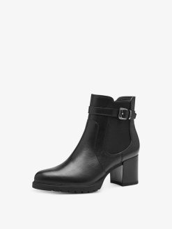 Tamaris Bottine En Cuir - Noir | Bottines