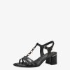 Tamaris Sandale A Talon En Cuir - Noir | Des Sandales