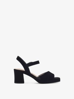 Tamaris Sandale A Talon En Cuir - Noir | Des Sandales