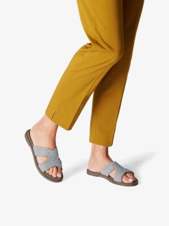 Tamaris Mule En Cuir - Argent | Mules