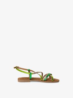 Tamaris Sandale En Cuir - Vert | Des Sandales