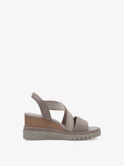 Tamaris Sandale A Talon En Cuir - Marron | Des Sandales