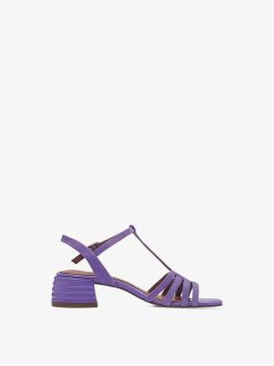 Tamaris Sandale A Talon En Cuir - Violet | Des Sandales