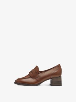 Tamaris Trotteur En Cuir - Marron | Chaussures Basses Et Pantoufles