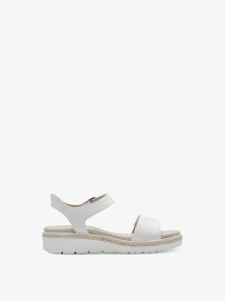 Tamaris Sandale A Talon En Cuir - Blanc | Des Sandales