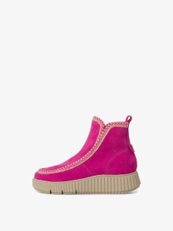 Tamaris Bottine En Cuir - Doublure Chaude Rose | Bottines