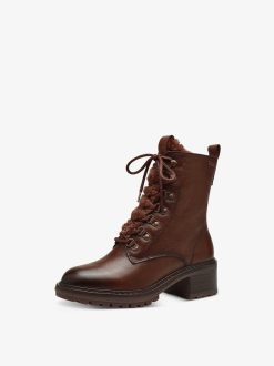 Tamaris Bottine En Cuir - Doublure Chaude Marron | Bottines