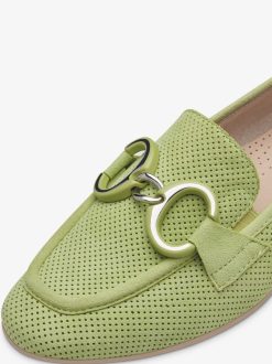 Tamaris Babouche En Cuir - Vert | Chaussures Basses Et Pantoufles