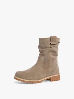 Tamaris Bottine En Cuir - Doublure Chaude Beige | Bottines