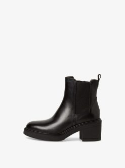 Tamaris Bottine Chelsea En Cuir - Noir | Bottines