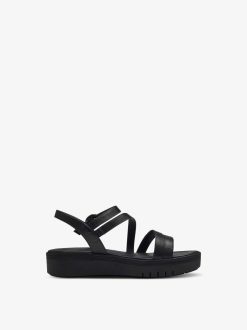 Tamaris Sandale A Talon En Cuir - Noir | Des Sandales