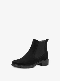 Tamaris Bottine Chelsea En Cuir - Noir | Bottines