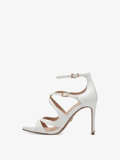 Tamaris Sandale A Talon En Cuir - Blanc | Des Sandales