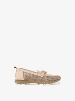 Tamaris Babouche En Cuir - Beige | Baskets