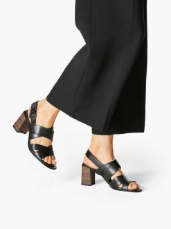 Tamaris Sandale A Talon En Cuir - Noir | Des Sandales