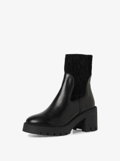 Tamaris Bottine Chelsea En Cuir - Noir | Bottines