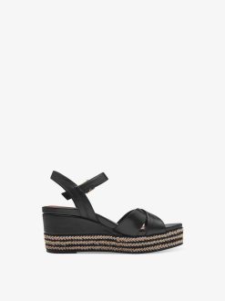 Tamaris Sandale A Talon En Cuir - Noir | Des Sandales