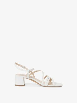 Tamaris Sandale A Talon En Cuir - Blanc | Des Sandales