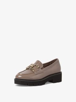 Tamaris Babouche En Cuir - Marron | Chaussures Basses Et Pantoufles