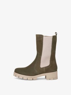 Tamaris Bottine Chelsea En Cuir - Vert | Bottines