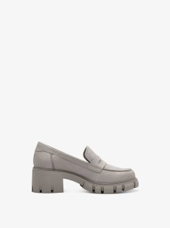 Tamaris Babouche En Cuir - Gris | Chaussures Basses Et Pantoufles