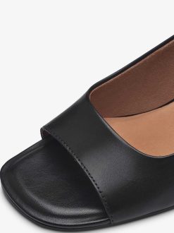 Tamaris Sandale A Talon En Cuir - Noir | Des Sandales