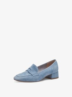 Tamaris Trotteur En Cuir - Bleu | Chaussures Basses Et Pantoufles