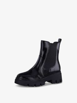 Tamaris Bottine Chelsea En Cuir - Noir | Bottines