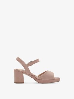 Tamaris Sandale A Talon En Cuir - Rose | Des Sandales