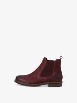 Tamaris Bottine Chelsea En Cuir - Rouge | Bottines