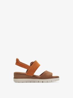 Tamaris Sandale A Talon En Cuir - Marron | Des Sandales