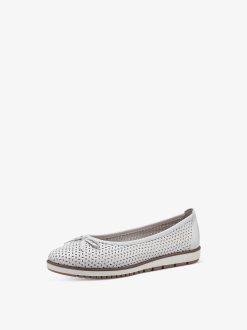 Tamaris Ballerine En Cuir - Blanc | Ballerines