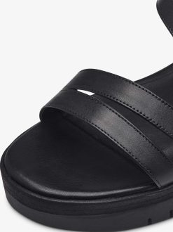 Tamaris Sandale A Talon En Cuir - Noir | Des Sandales