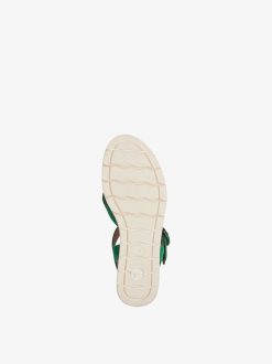 Tamaris Sandale A Talon En Cuir - Vert | Des Sandales