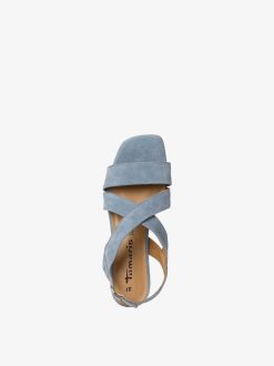 Tamaris Sandale En Cuir - Bleu | Des Sandales