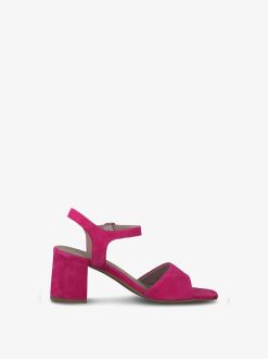 Tamaris Sandale A Talon En Cuir - Rose | Des Sandales