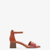 Tamaris Sandale A Talon En Cuir - Orange | Des Sandales