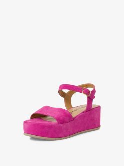 Tamaris Sandale A Talon En Cuir - Rose | Des Sandales