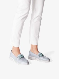 Tamaris Babouche En Cuir - Bleu | Chaussures Basses Et Pantoufles