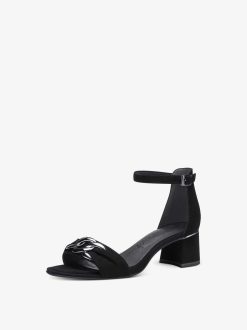 Tamaris Sandale A Talon En Cuir - Noir | Des Sandales