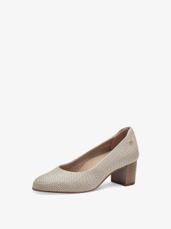 Tamaris Escarpins En Cuir - Beige | Pompes